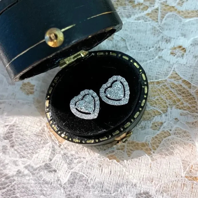 Heart Shaped White Cubic Zirconia Stud Earrings for Women Gift Jewelry