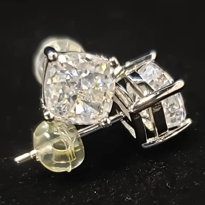 Geometric Cushion Cut Cubic Zirconia Stud Earrings Copper Alloy Gift