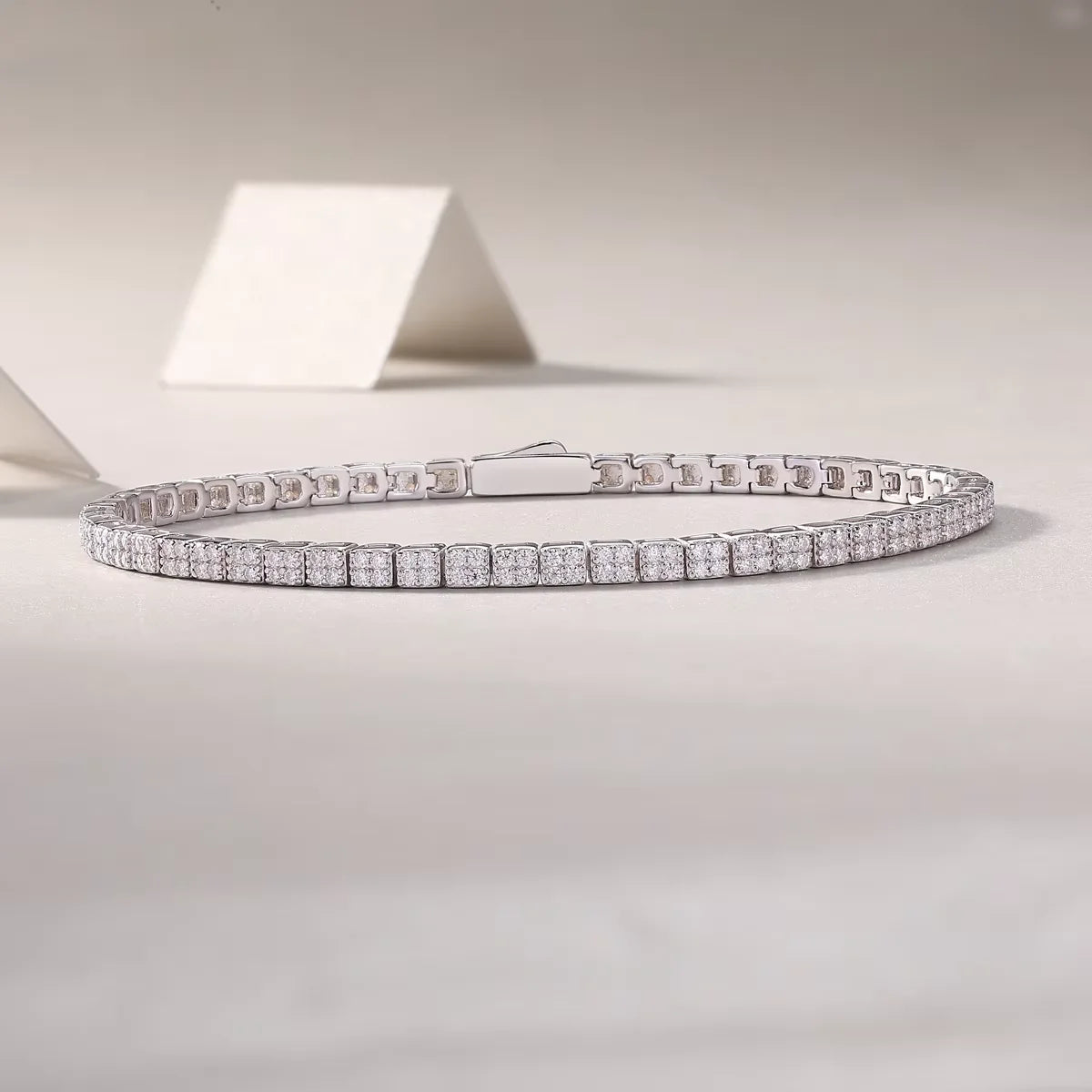 Sterling Silver 925 Tennis Chain Bracelet with Square Moissanite for Women