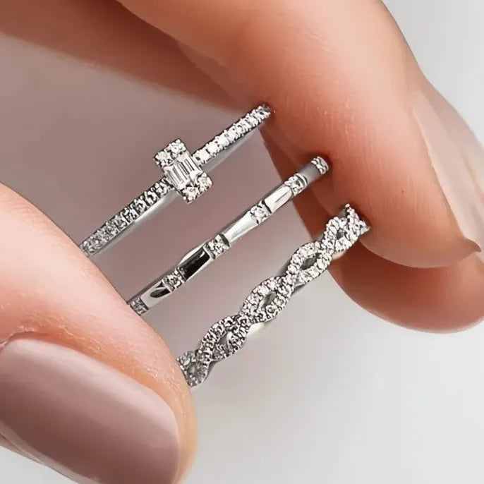 Delicate Girls Finger Rings with Cubic Zirconia CZ Party Daily Wear Fashion Minimalist Jewelry Gift for Women