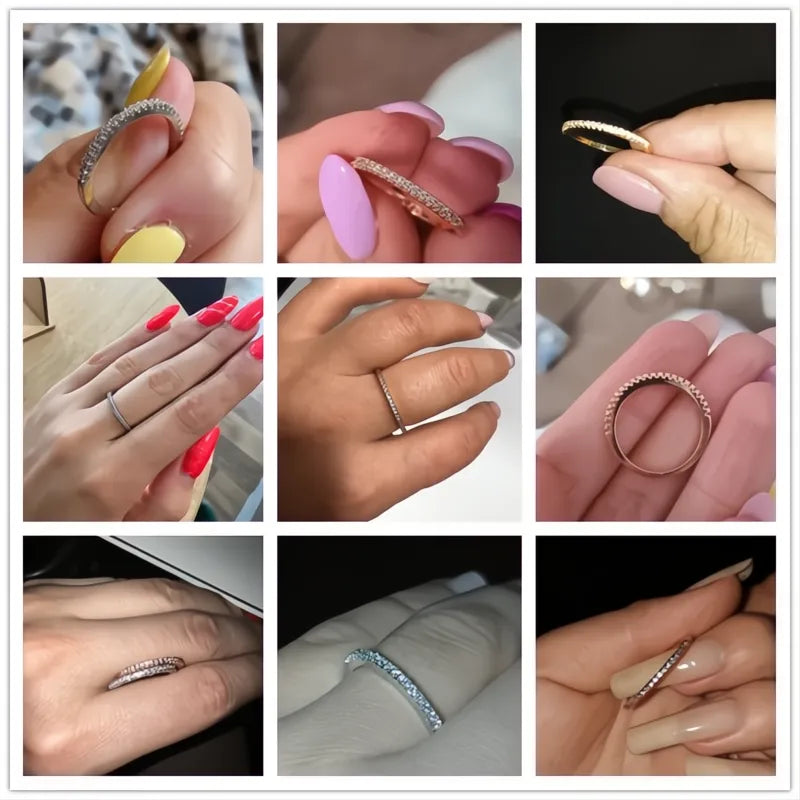 Minimalist Thin Cubic Zirconia Rings for Women Wedding Band Fashion Jewelry