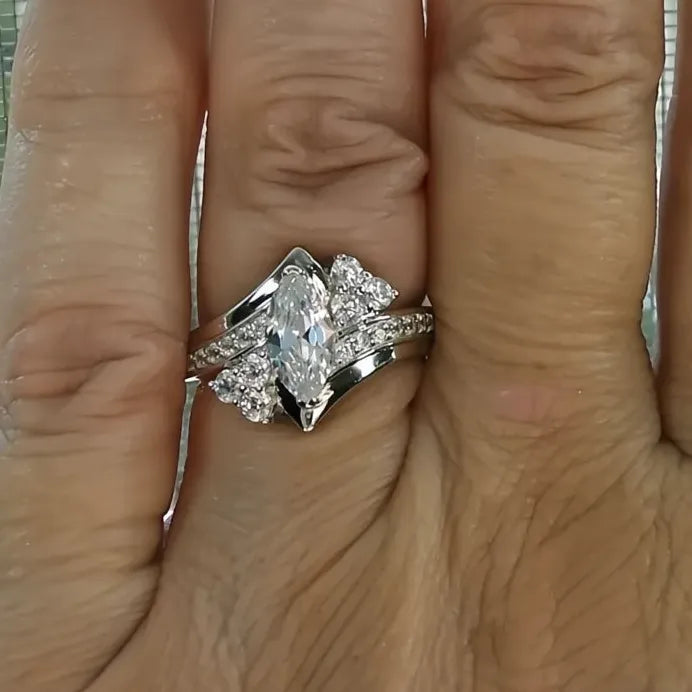 Modern Marquise CZ Crystal Wedding Engagement Ring for Women Jewelry