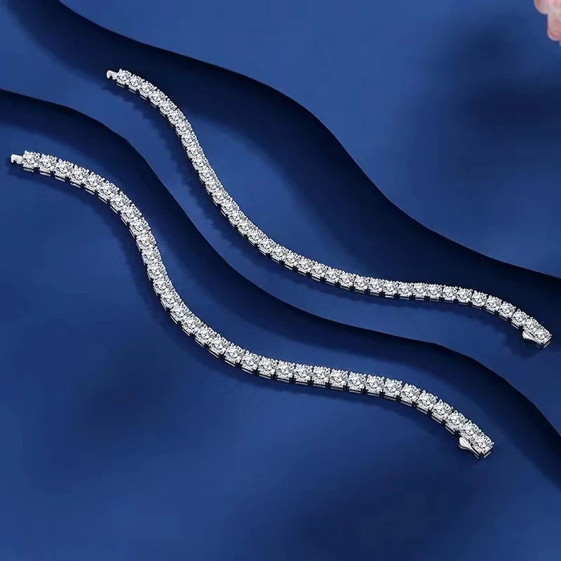Moissanite Tennis Bracelet 3/4/5mm S925 Silver D Color VVS1 18K Gold Plated Jewelry for Men Women