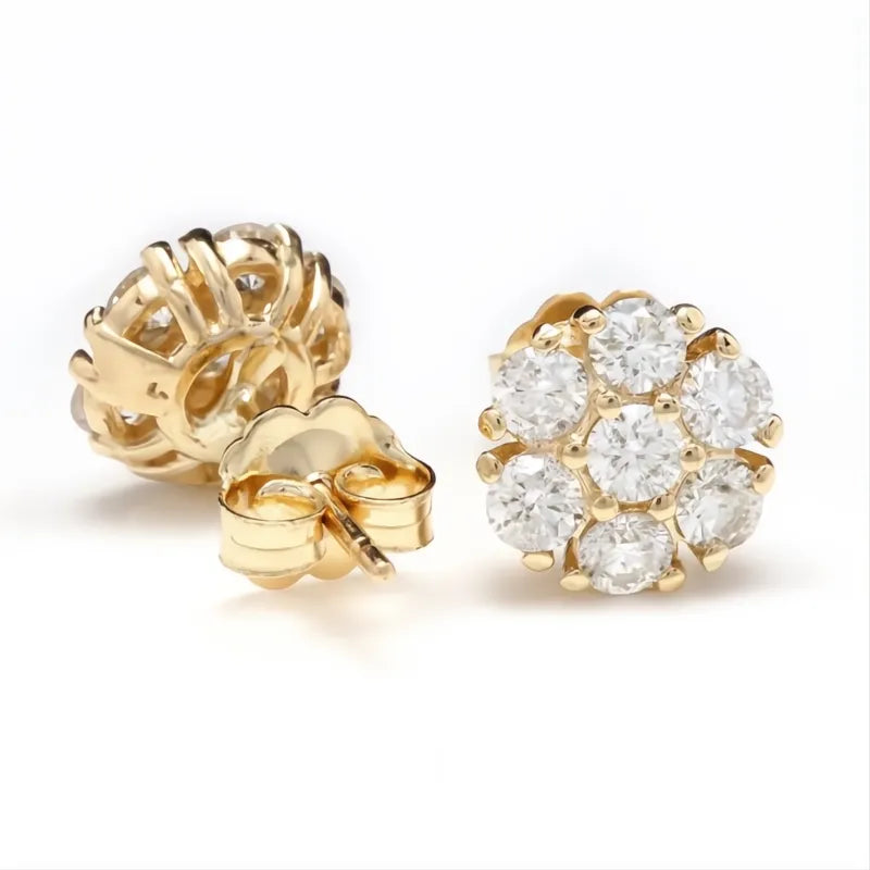 Luxury Gold Color Cubic Zirconia Stud Earrings for Women Small Dainty Classic Jewelry Gift