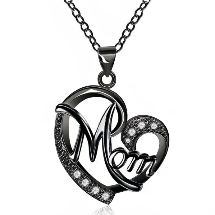 Heart Shape MOM Crystal Pendant Necklace Copper Alloy Jewelry Gift