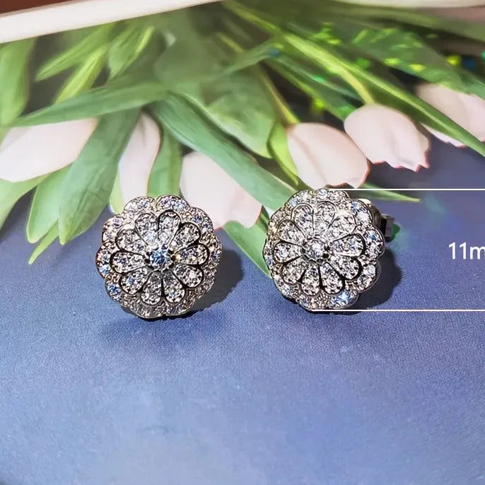 Geometric Cubic Zirconia Stud Earrings for Women Wedding Jewelry