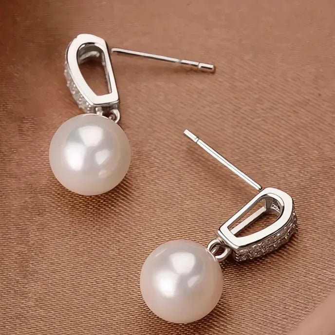 Trendy Simulated Pearl Drop Earrings for Women Brass Alloy Wedding Engagement Jewelry