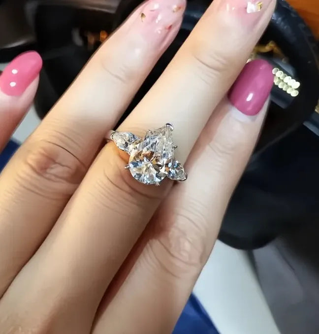 Luxury Crystal Water Drop CZ Engagement Ring for Women Wedding Gift