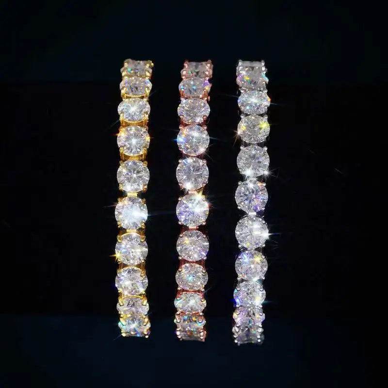 Moissanite Tennis Bracelet S925 Silver D Color VVS1 18K Gold Plated Unisex Jewelry