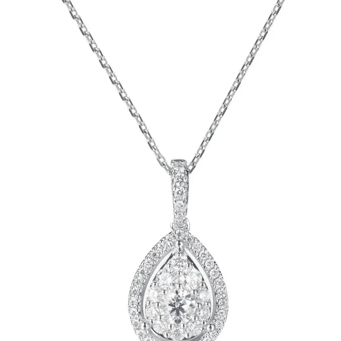 Water Drop CZ Pendant Necklace for Women Copper Alloy Delicate Jewelry