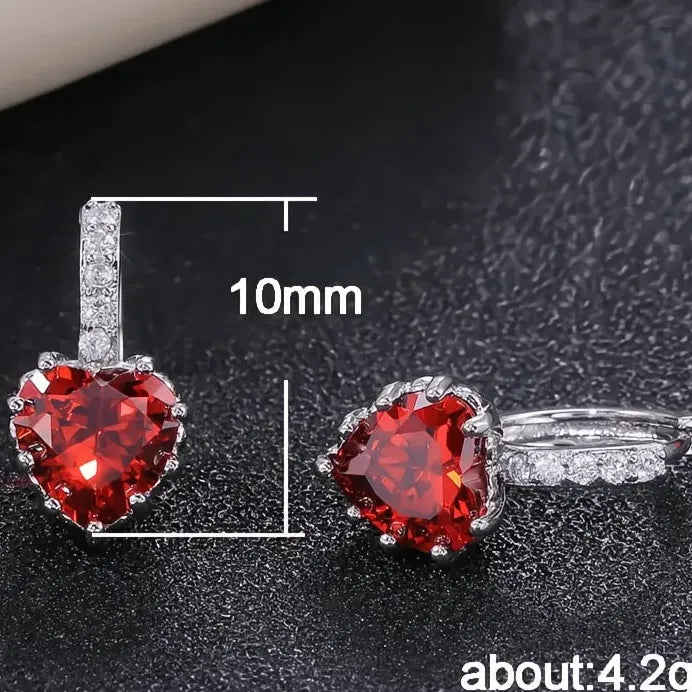 Heart Zirconia Drop Earrings for Women Copper Wedding Party Gift