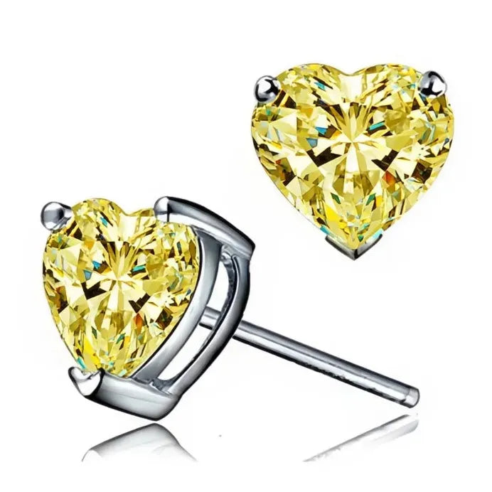 Multi-Color Heart Cubic Zirconia Stud Earrings for Women Stylish Jewelry
