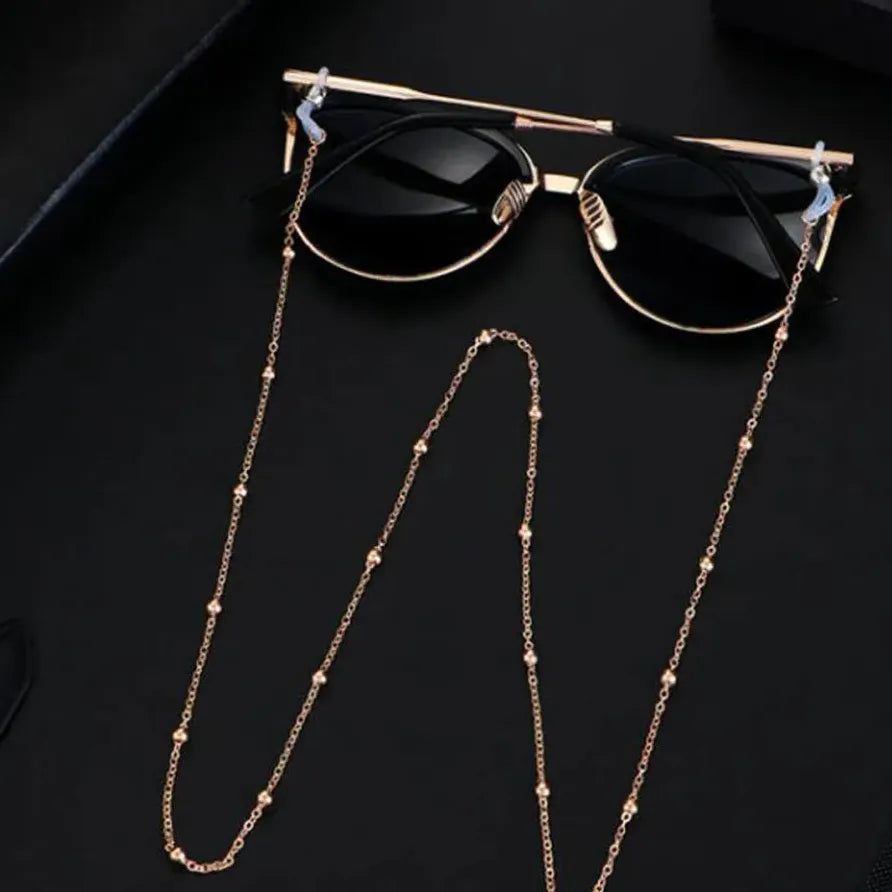 Fashion Woman Zinc Alloy Cylinder Bead Sunglasses Chain Eyeglasses Holder