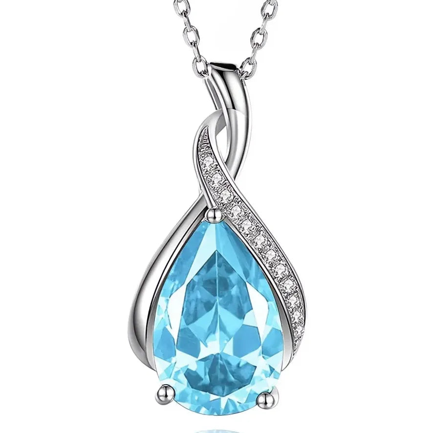 Luxury Cubic Zirconia Geometric Pendant Necklace for Women Bridal Wedding Jewelry