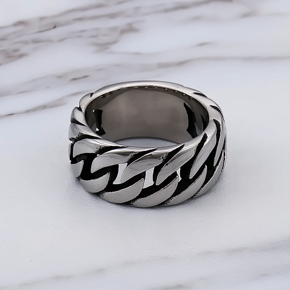 10MM 316L Stainless Steel Korean Punk Hip Hop Link Chain Ring Men Women US 8-12