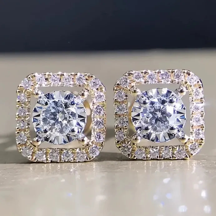 Elegant Women’s Geometric Cubic Zirconia Stud Earrings for Wedding Party