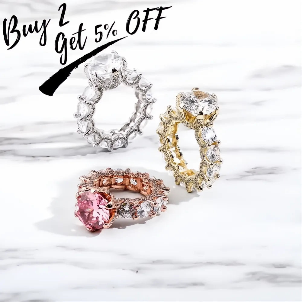 Gold Color Iced Out CZ Ring | AAA+ Zircon Fashion Gift Ring for Women