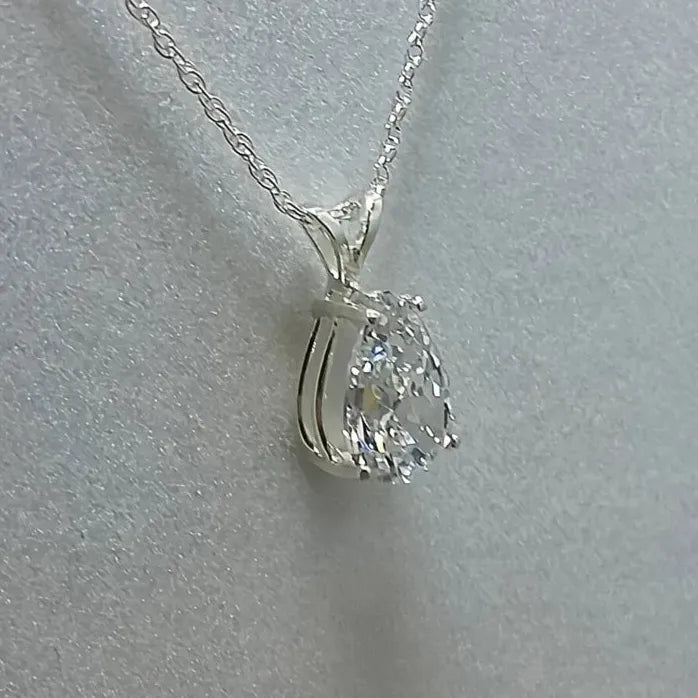 Luxury Pear Cubic Zirconia Pendant Necklace Silver Color Bridal Jewelry