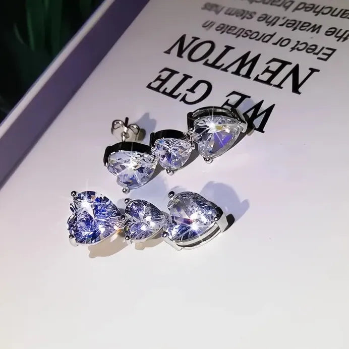 Heart-Shaped Drop Earrings for Women with Cubic Zirconia Bridal Jewelry