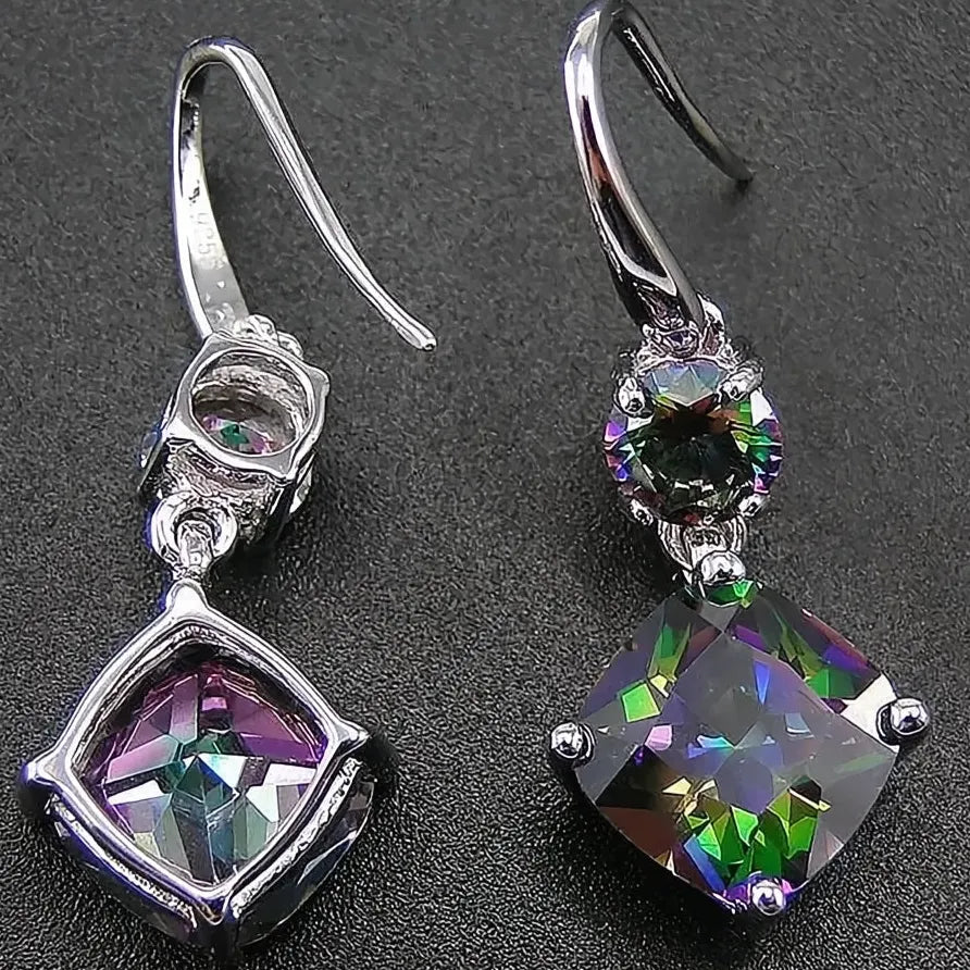 Luxury Multicolor Cubic Zirconia Geometric Drop Earrings for Women Gift
