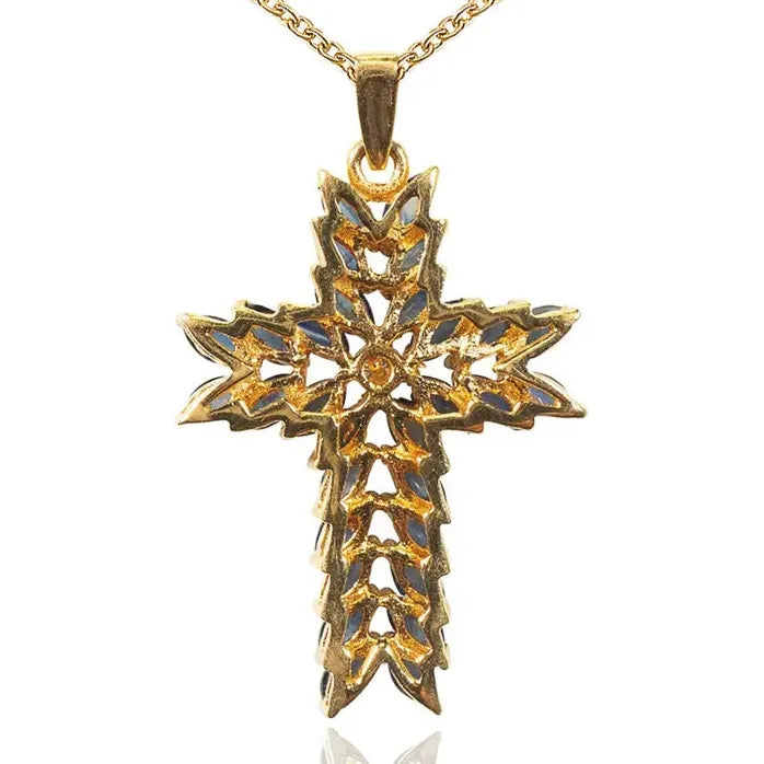 Luxury AAA Navy Cubic Zirconia Cross Pendant Necklace for Women Party