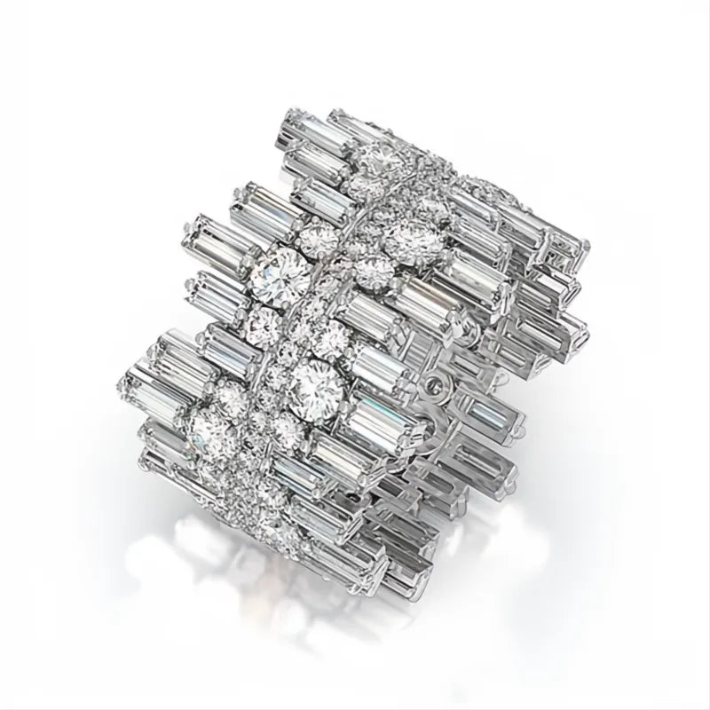 Luxury Irregular Shape Love Ring for Women Brass Cubic Zirconia Wedding Engagement Jewelry