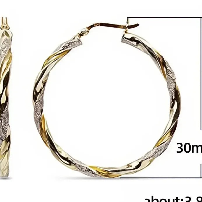 Trendy Women’s Geometric Twist Hoop Earrings Gold Color Stylish Gift