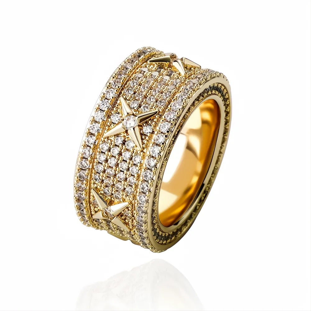 Men’s Luxury Iced Out Ring – White Gold Plated Full Micro Pave CZ Hip Hop Ring