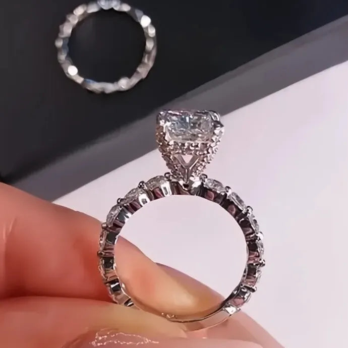 Creative Double Stackable Square Cubic Zirconia Brass Wedding Rings 2021