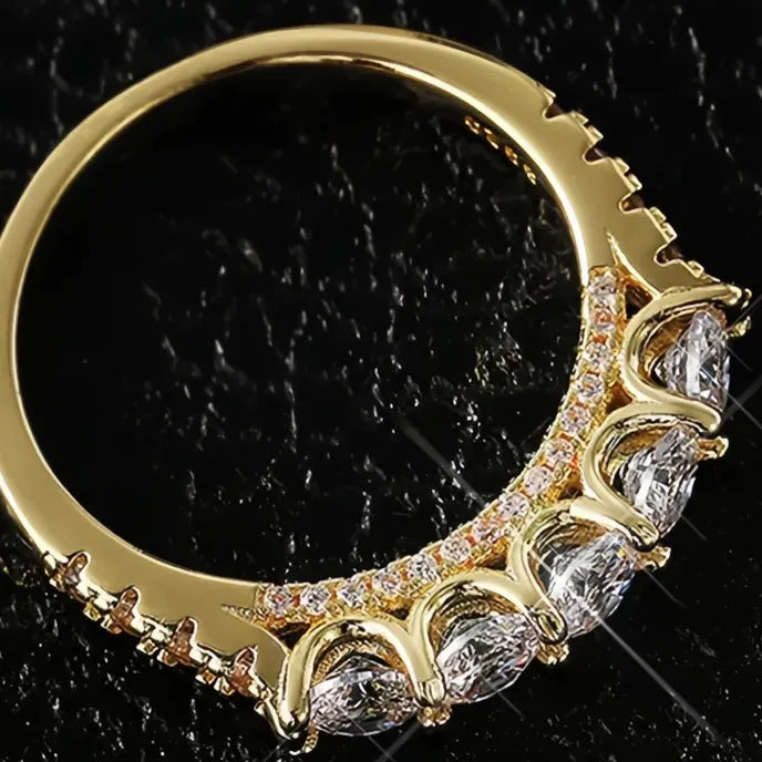 Luxury Women’s Brass Wedding Band Ring Cubic Zirconia CZ Geometric Crystal Jewelry