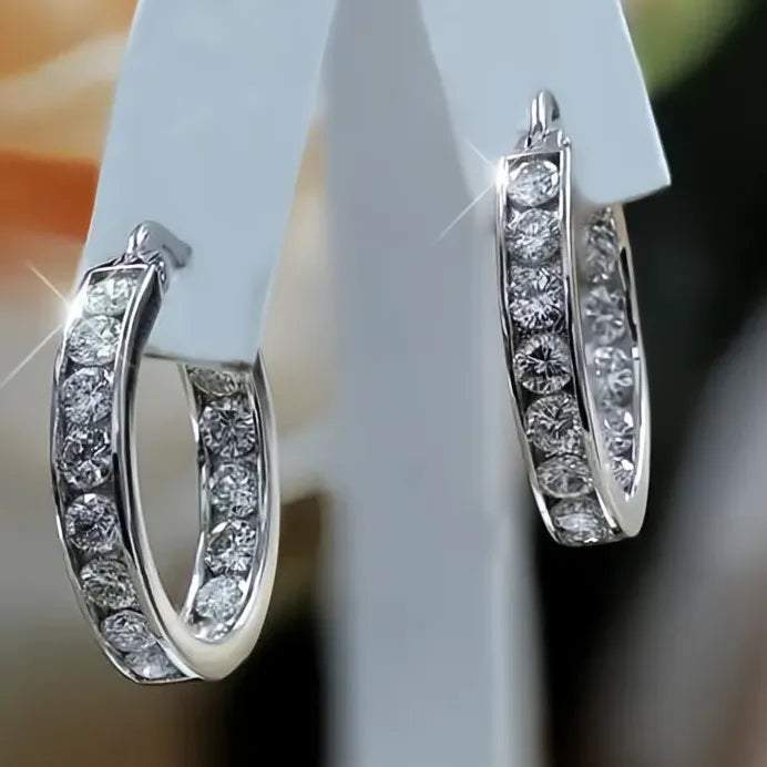 Mini Circle Hoop Earrings with Sparkling Cubic Zirconia for Women Teens