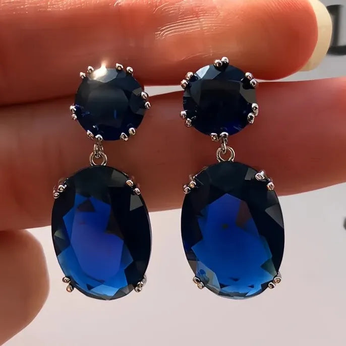 Simple Stylish Big Oval Cubic Zirconia Women Drop Earrings Elegant Trendy Jewelry