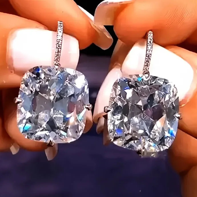 Luxury White Cubic Zirconia Geometric Copper Alloy Dangle Earrings for Women