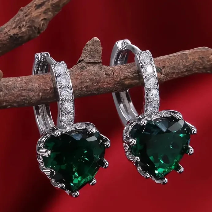 Heart Zirconia Drop Earrings for Women Copper Wedding Party Gift
