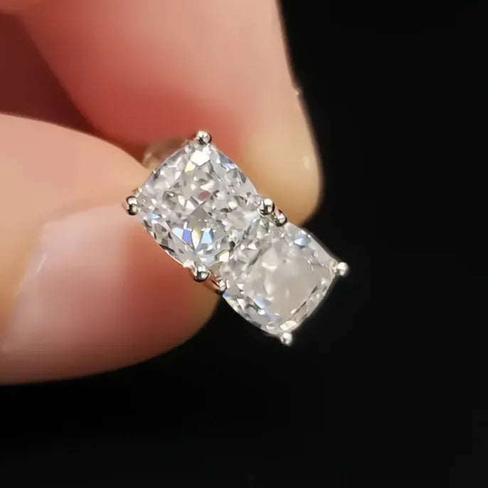 Geometric Cushion Cut Cubic Zirconia Stud Earrings Copper Alloy Gift