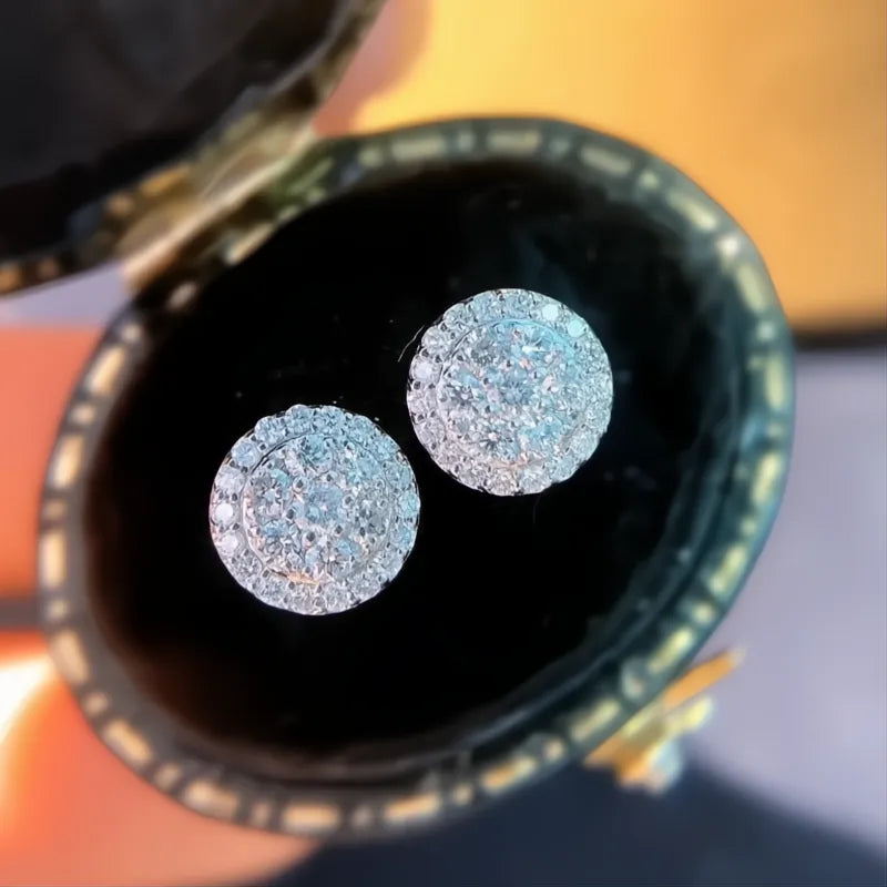 Dainty Round Cubic Zirconia Stud Earrings for Women, Classic Geometric Design, Fashion Jewelry