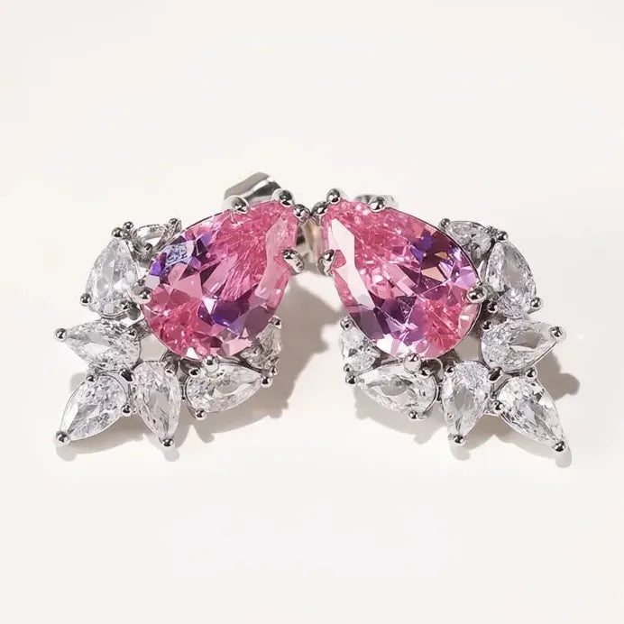 Geometric Cubic Zirconia Stud Earrings for Women Wedding Party Jewelry