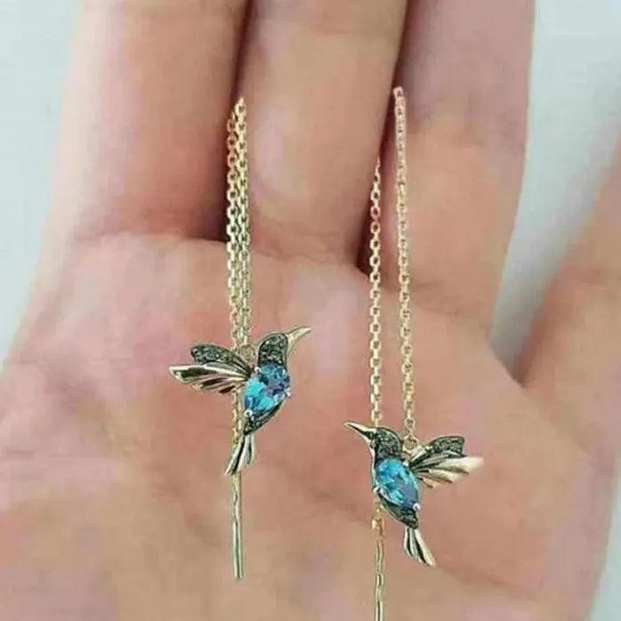 Fashion Little Bird Drop Tassel Earrings for Women Copper Alloy Gift