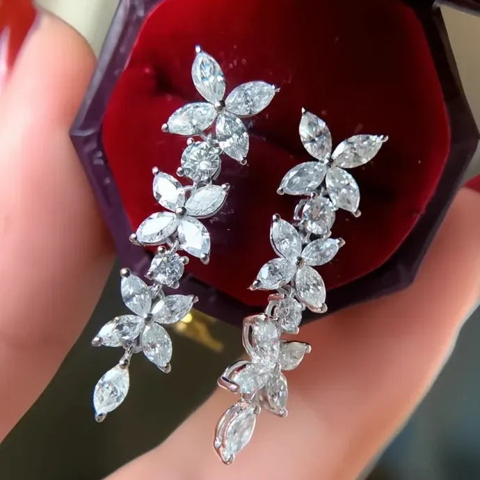 2021 Women's Geometric Bridal Wedding Drop Earrings Brass CZ Gift