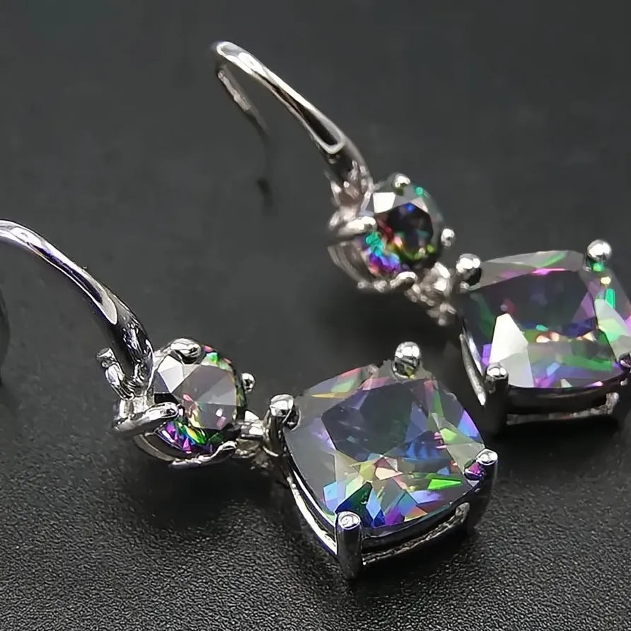 Luxury Multicolor Cubic Zirconia Geometric Drop Earrings for Women Gift