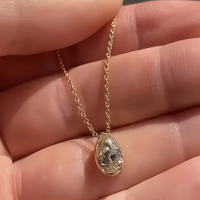 Geometric CZ Pendant Necklace for Women Gold Wedding Jewelry 2021 Trend