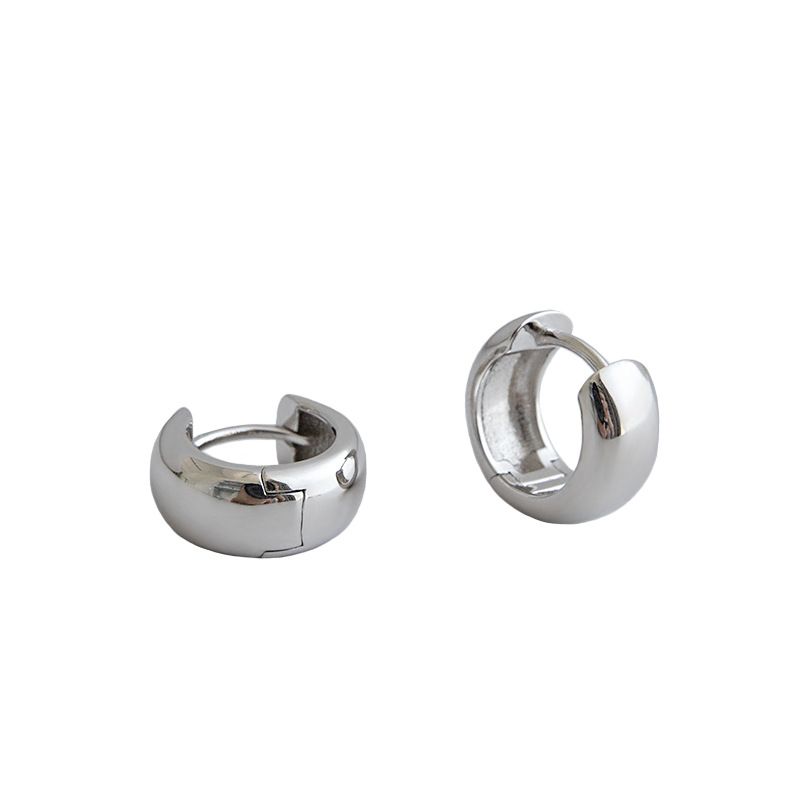 Minimalism Mini Wide Circle 925 Sterling Silver Huggie Hoop Earrings