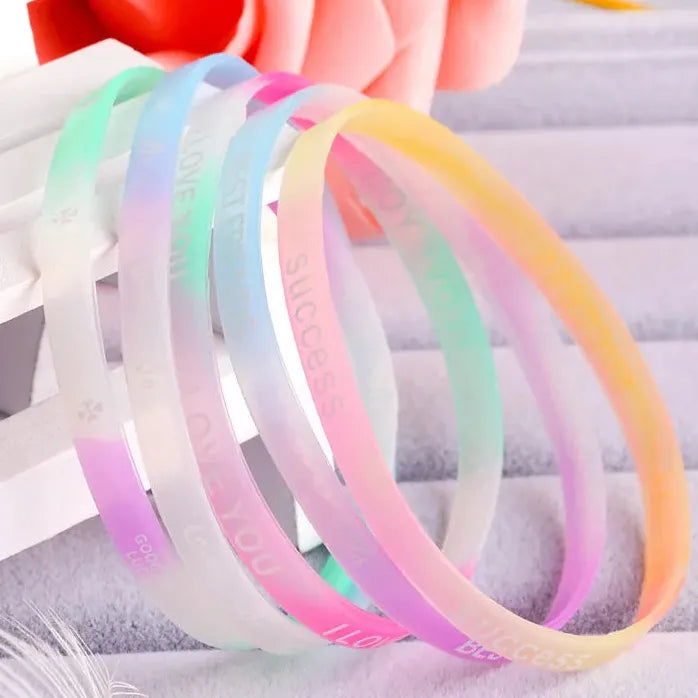 10PCS Child Luminous Silicone Candy-Colored Letter Rubber Bracelets Wristbands