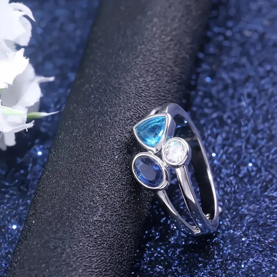 Elegant Geometric Cubic Zirconia Brass Wedding Engagement Ring Band