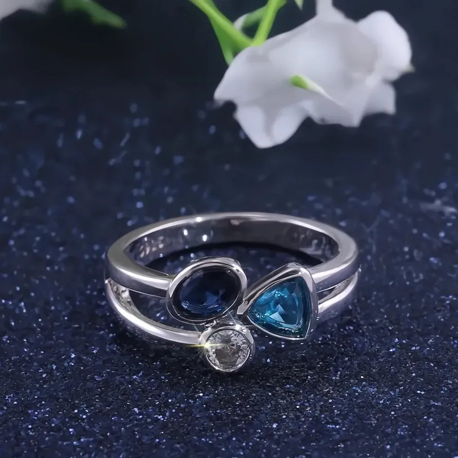 Elegant Geometric Cubic Zirconia Brass Wedding Engagement Ring Band