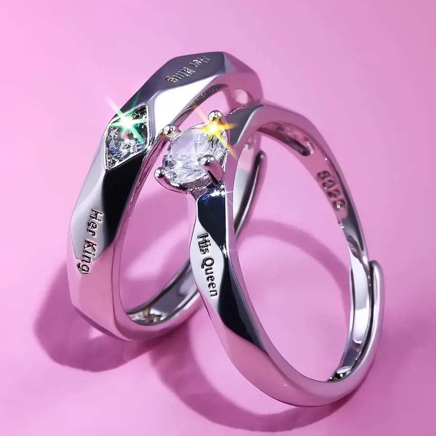 His King Her Queen Cubic Zirconia Romantic Couple Engagement Ring Set