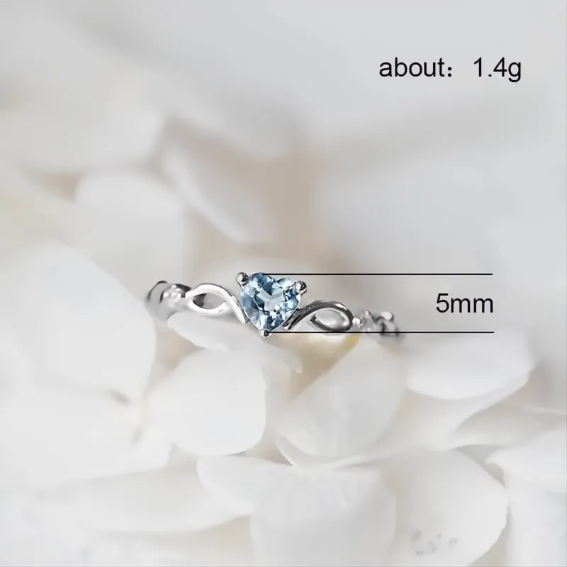 Cute Heart Cubic Zirconia Ring for Women, Creative Design, Daily Wear Jewelry Accessory