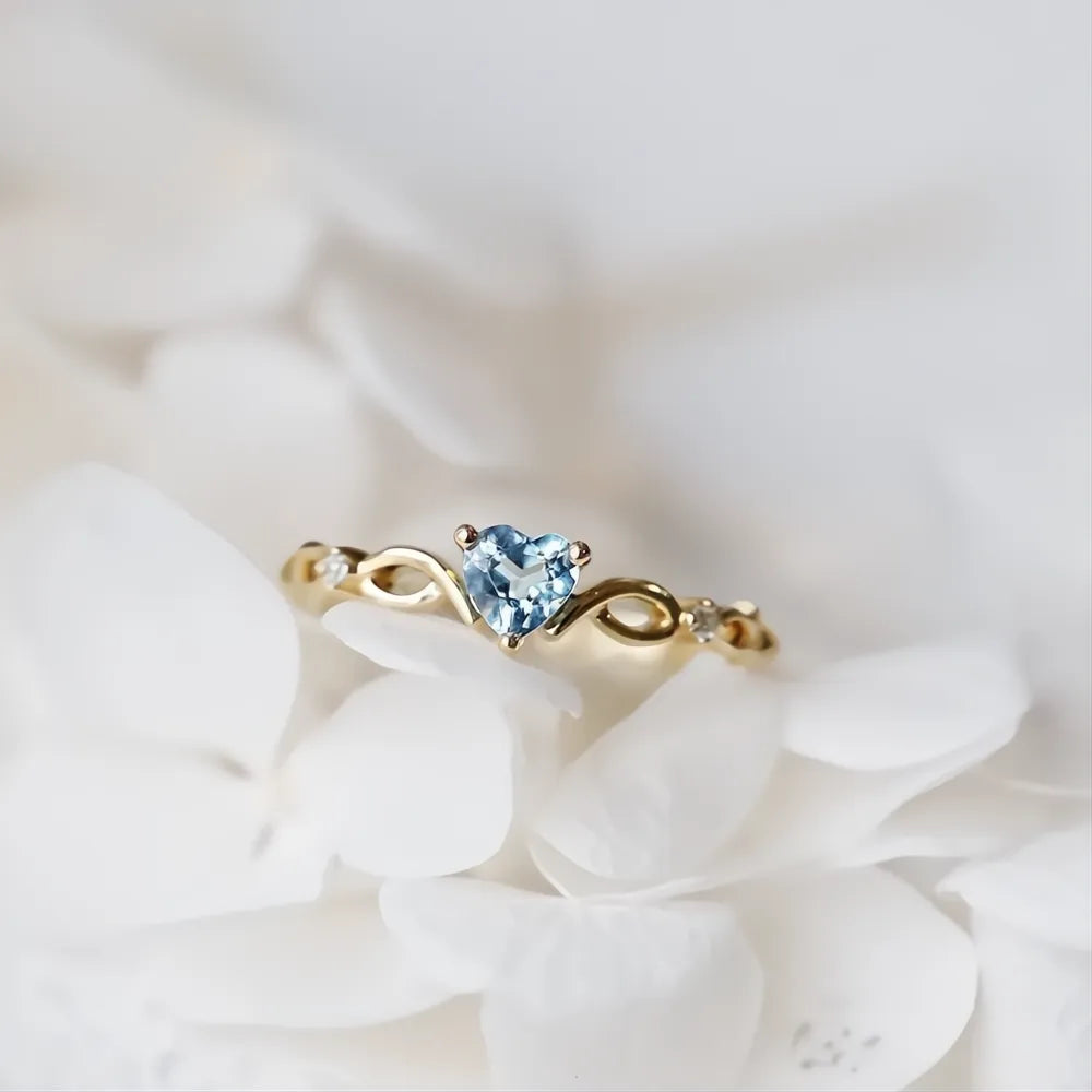 Cute Heart Cubic Zirconia Ring for Women, Creative Design, Daily Wear Jewelry Accessory