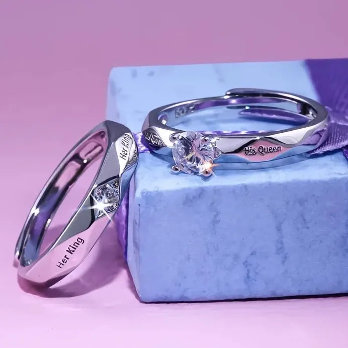 His King Her Queen Cubic Zirconia Romantic Couple Engagement Ring Set