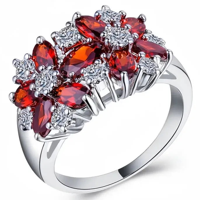 Luxury Brass Flower Ring with Cubic Zirconia for Women Valentine's Gift